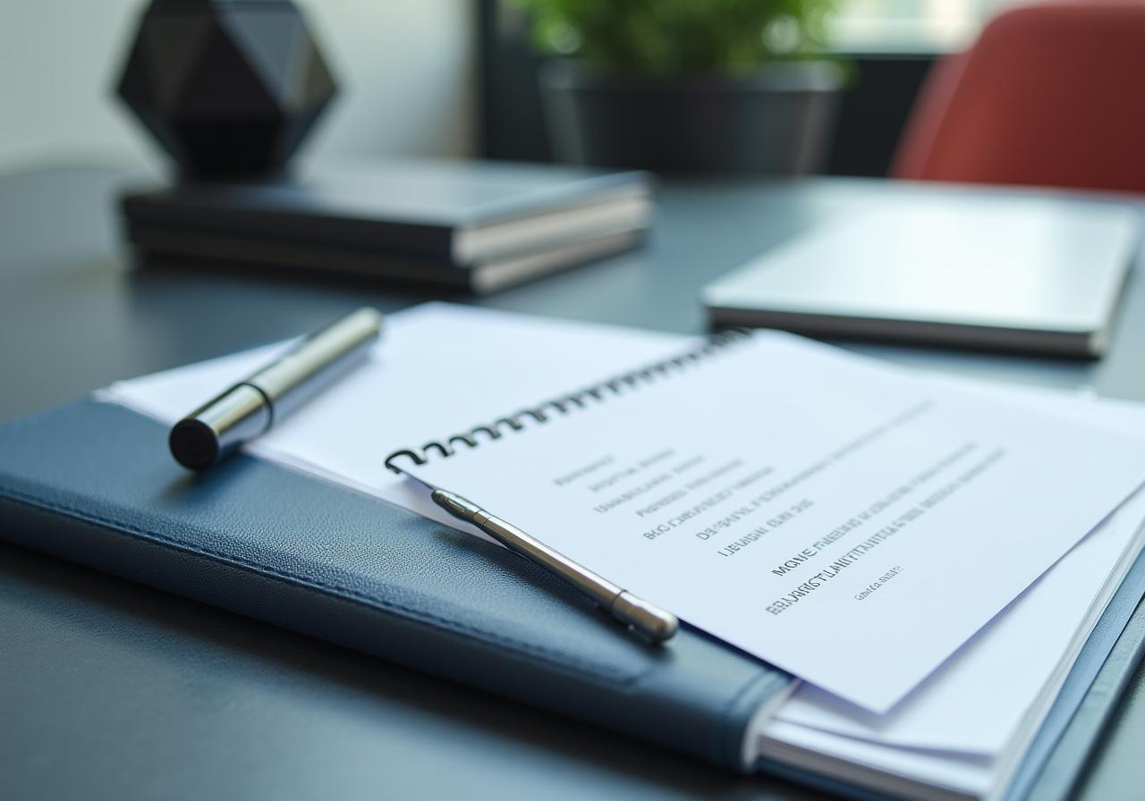 เอกสารข้อสัญญาและกฎหมายบนโต๊ะทำงานที่ทันสมัย